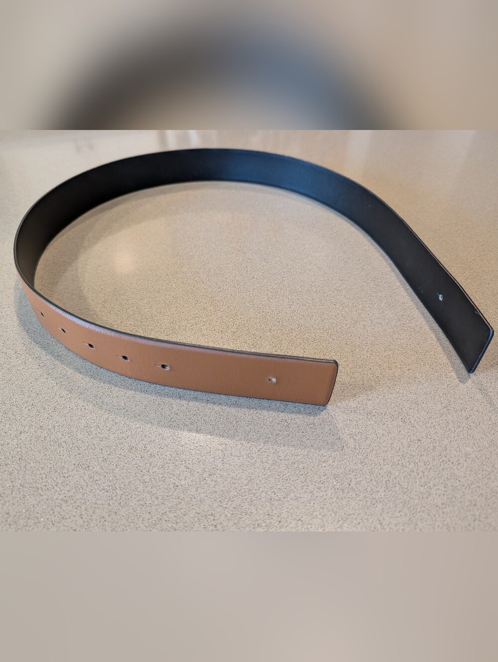 Valentino Garavani Reversible Leather Belt in Black and Tan-BELT ONLY(No Buckle)